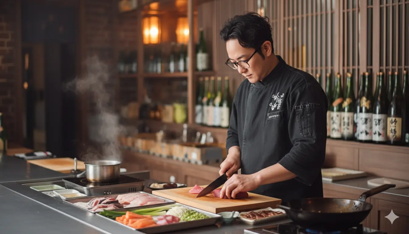 Executive Chef Pin Manmalai preparing sushi