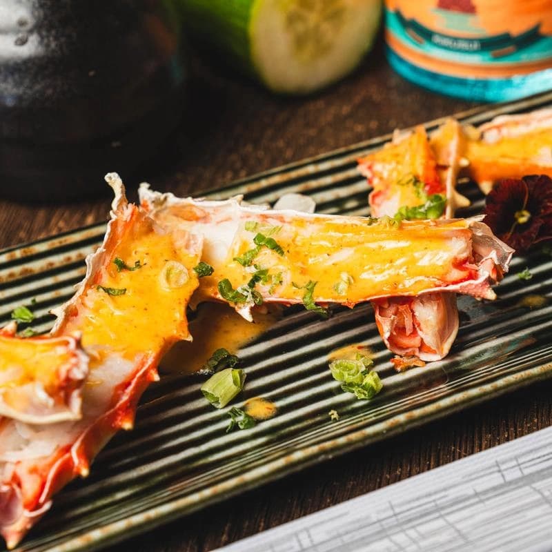 Robata-grilled king crab legs with citrus