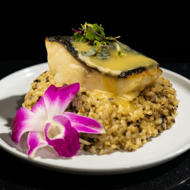 Grilled Salmon Risotto.